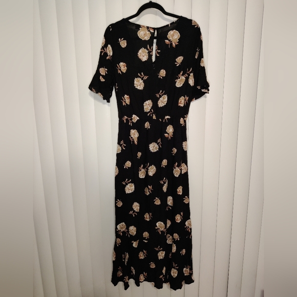 NWT All In Favor black with tan floral maxi dress size L - Picture 2 of 3